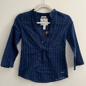 Hollister Bettys Sheer Top Blue NWT XS Casual Cotton Surf Twilight Vampire Diari